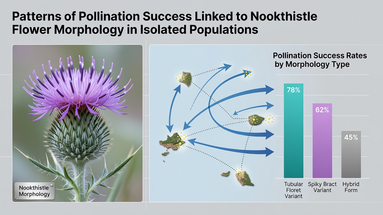 Wide shot of an isolated nookthistle population growing on a rocky outcrop with visible pollinator activity